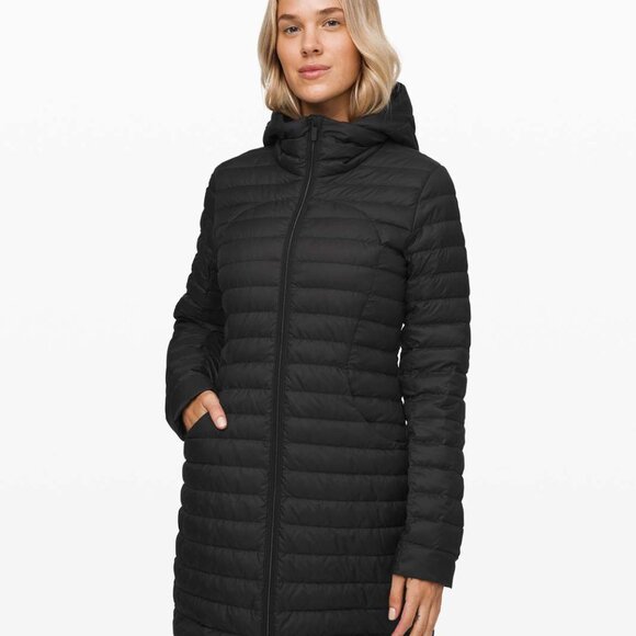 Lululemon Women's Black Pack It Down Long Hooded Winter Parka Jacket Size 6 - Picture 1 of 5